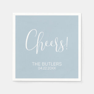 Cheers! Custom Dusty Blue Wedding Napkins
