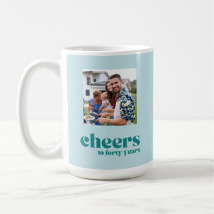 Cheers, custom photo, green 40th birthday coffee mug