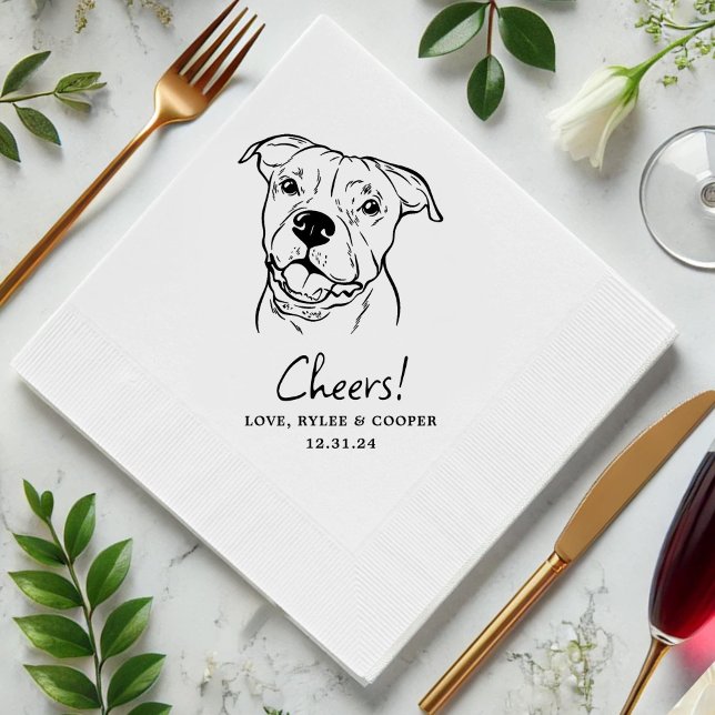 Cheers Custom Two Pet Cocktail Napkins Wedding (Creator Uploaded)