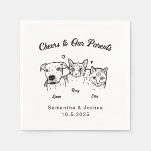 Cheers Cute Simple 3 Pet Dog Cat Wedding  Napkin