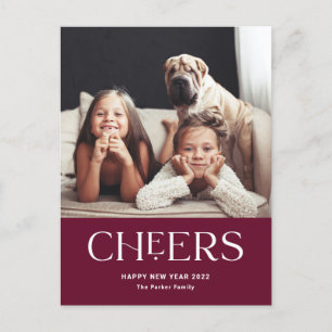 Cheers Decorative Text Happy New Year Photo Holiday Postcard