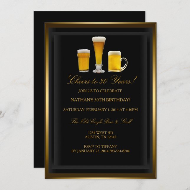 Cheers drinks Birthday Party Invitation (Front/Back)