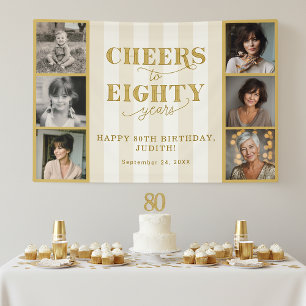 Cheers Eighty Years Photo Collage 80th Birthday Banner