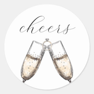 Cheers Elegant Bubbly Champange Bridal Shower  Classic Round Sticker