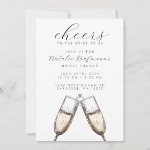 Cheers Elegant Bubbly Champange Bridal Shower  Invitation