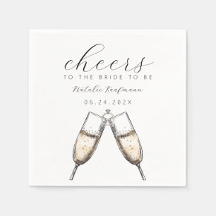 Cheers Elegant Bubbly Champange Bridal Shower  Napkin
