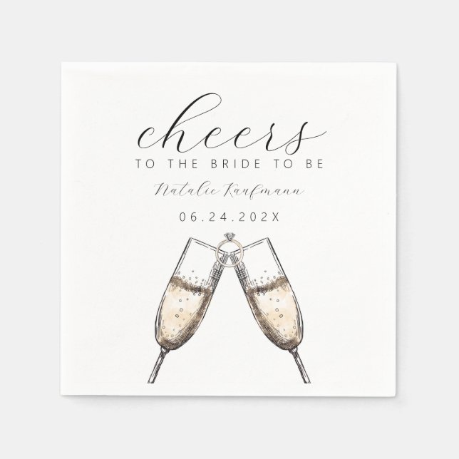 Cheers Elegant Bubbly Champange Bridal Shower  Napkin (Front)