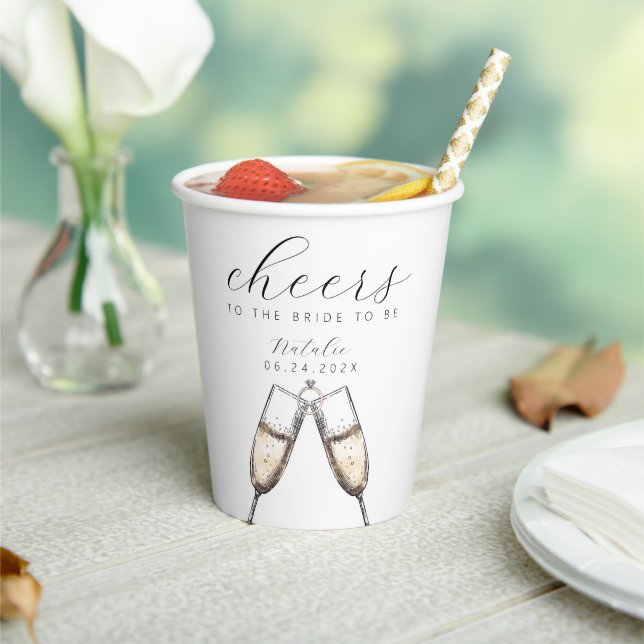 Cheers Elegant Bubbly Champange Bridal Shower  Paper Cups (Insitu)
