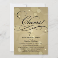 Cheers Elegant Champagne Gold Birthday Party