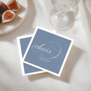 Cheers - Elegant Dusty Blue Wedding Napkin