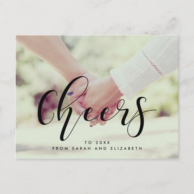 Cheers Elegant New Year's photo Postcard (Front)