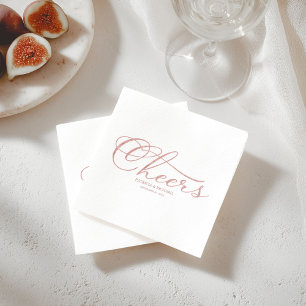 Cheers - Elegant Rose Gold Foil Script Wedding Napkin