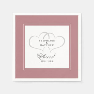 Cheers Elegant Wedding Calligraphy Dusty Rose Pink Napkin