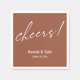 Cheers! Elegant Wedding Typography Terracotta Napkin