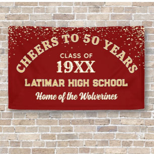 Cheers!! Festive 50th Class Reunion Party banner