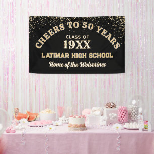 Cheers!! Festive 50th Class Reunion Party banner