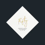 Cheers Fifty  | Modern Adult 50th Birthday Party N Napkin<br><div class="desc">This custom paper napkin will add stylish detail to your special celebration. This 50th birthday napkin design features simple chic gold lettering "Fifty" with custom text. Matching invitations and party supplies are available in my shop BaraBomDesign.</div>
