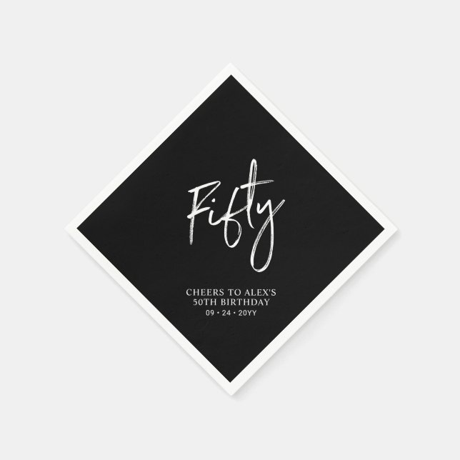 Cheers Fifty  | Modern Adult 50th Birthday Party Napkin (Corner)