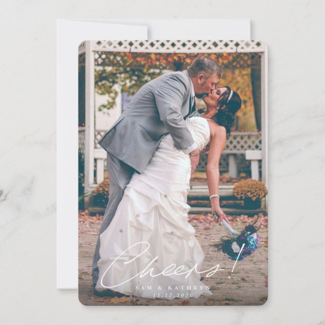 Cheers! First Year Married New Year Photo Holiday Card (Front)