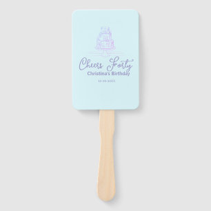 Cheers forty happy birthday cake blue purple name hand fan