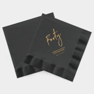 Cheers Forty   Modern Adult 40th Birthday Party Foil Napkins