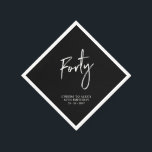Cheers Forty | Modern Adult 40th Birthday Party Napkin<br><div class="desc">This custom paper napkin will add stylish detail to your 40th birthday celebration. This design features simple chic lettering "Forty" with custom text. Matching invitations and party supplies are available in my shop BaraBomDesign.</div>