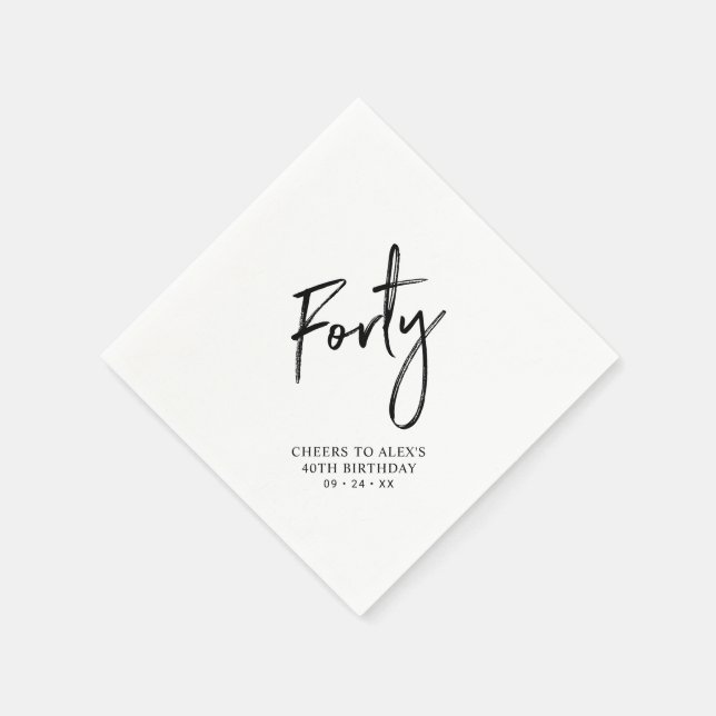 Cheers Forty | Modern Adult 40th Birthday Party Napkin (Corner)