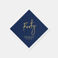 Cheers Forty Modern Navy Blue 40th Birthday Party