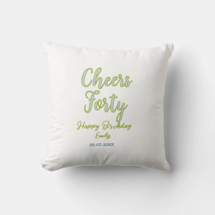 cheers forty name green blue pastel birthday elega cushion