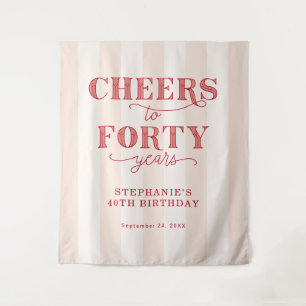 Cheers Forty Years 40th Birthday Photo Backdrop Tapestry