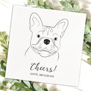 Cheers French Bulldog Personalised Dog Wedding Napkin