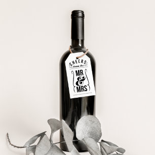 Cheers from the Mr & Mrs Wedding Wine Liquor Gift Tags