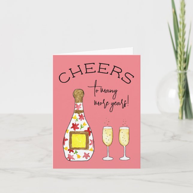 Cheers fun Champagne birthday celebrate toast Card (Front)