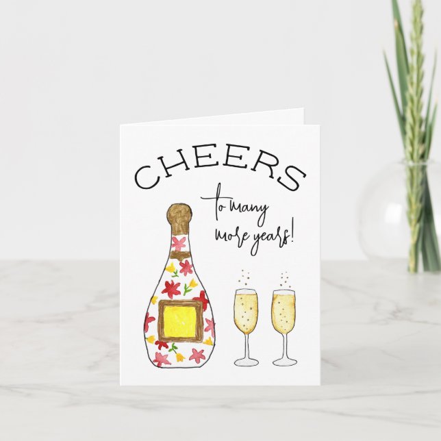 Cheers fun Champagne birthday celebrate toast Thank You Card (Front)