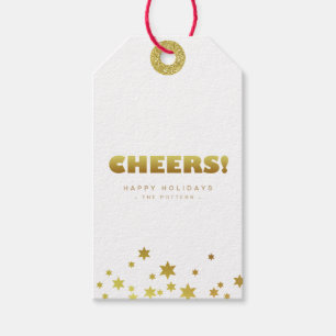 Cheers   Fun Christmas White & Gold Mini Gift Tags