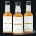 Cheers | Fun Christmas White & Gold Stars Mini Liquor Bottle Label<br><div class="desc">Simple Christmas White & Gold Mini Alcohol Liquor Bottle Label featuring "Cheers" text in fun but elegant typography style and sparkling stars. Customise with sender's name. Mix and match with other design in this series.</div>