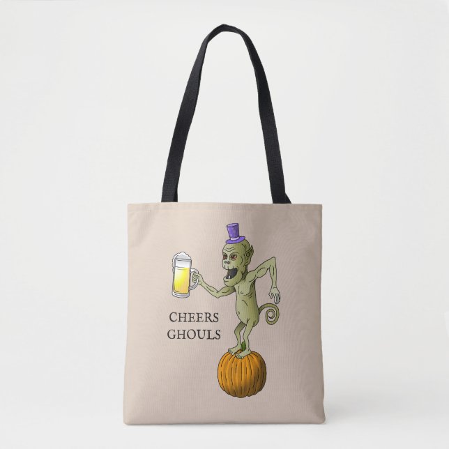 Cheers Ghouls Halloween Trick or Treat Tote Bag (Front)