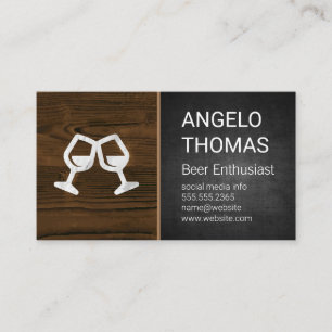 Cheers Glasses   Dark Texture   Wood Grain Business Card