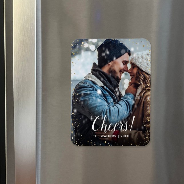 Cheers | Glitz Faux Glitter Photo Overlay Magnet (Creator Uploaded)