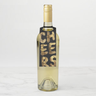Cheers gold and black modern New Year Bottle Tag