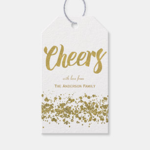 Cheers gold glitter gift tags