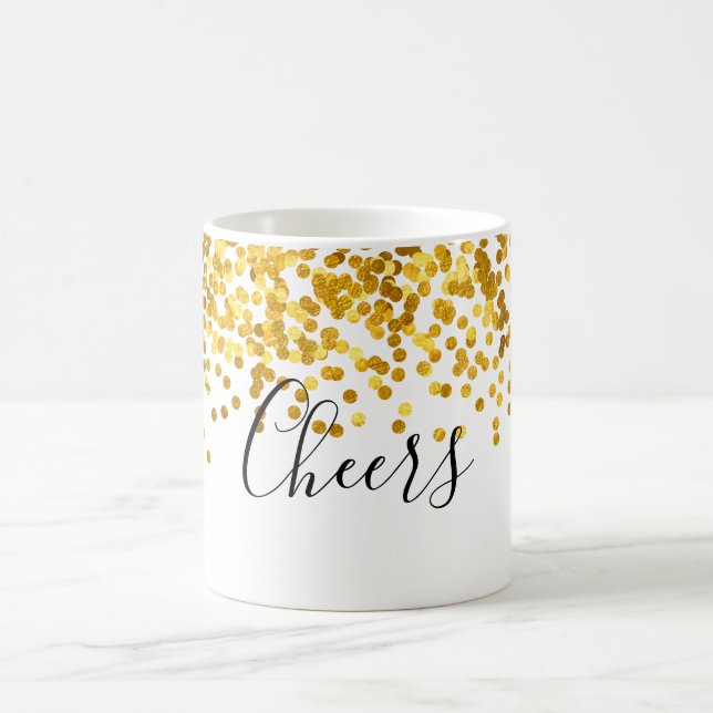 Cheers Gold Polka Dot Confetti Coffee Mug (Center)
