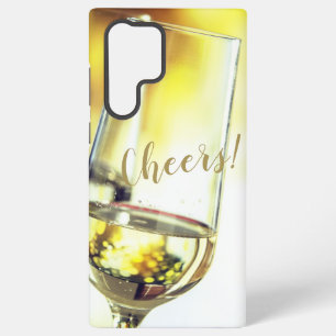 Cheers Golden Bokeh White Wine Glass Samsung Galaxy Case