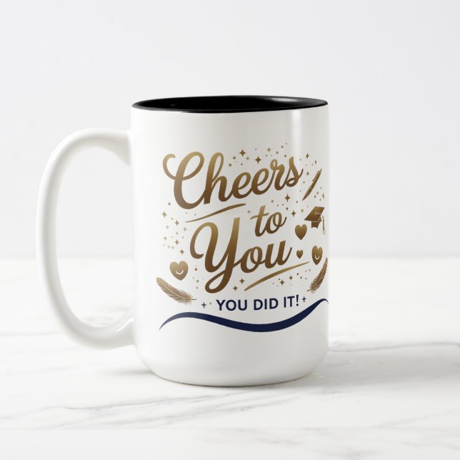 Cheers Grad – Two-Tone Mug 15oz (Left)