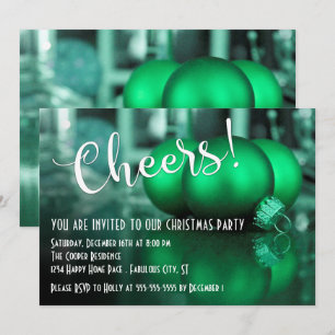Cheers Green Christmas Ornaments Christmas Party Invitation