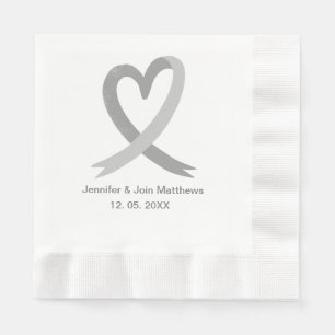 Cheers grey Calligraphy Custom Wedding Napkins