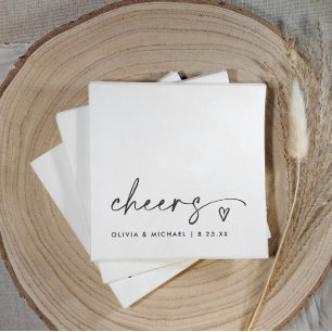 Cheers Handwriting & Heart Fun Wedding Napkin