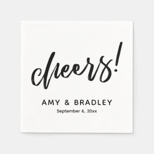 Cheers Handwriting Typography Wedding Celebration Napkin