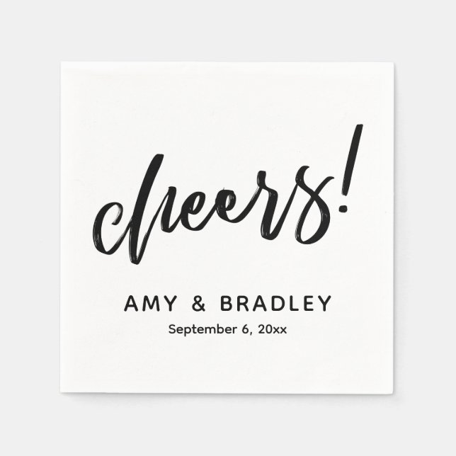 Cheers Handwriting Typography Wedding Celebration Napkin (Front)