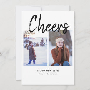 Cheers Handwritten Brush Photo New Year Holiday Card